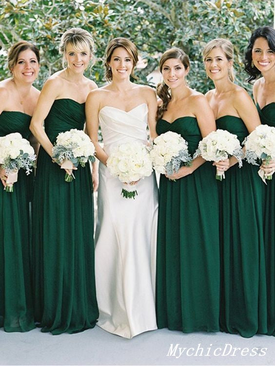 Cheap Chiffon Emerald Green Bridesmaid Dresses Long Wedding Guest Dress MyChicDress