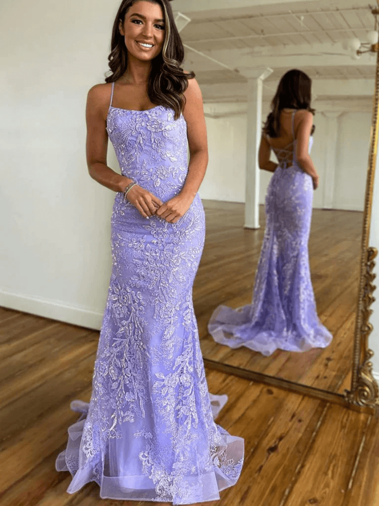 Cheap Long Purple Lace 2025 Prom Dresses UK Mermaid Formal Dresses MyChicDress