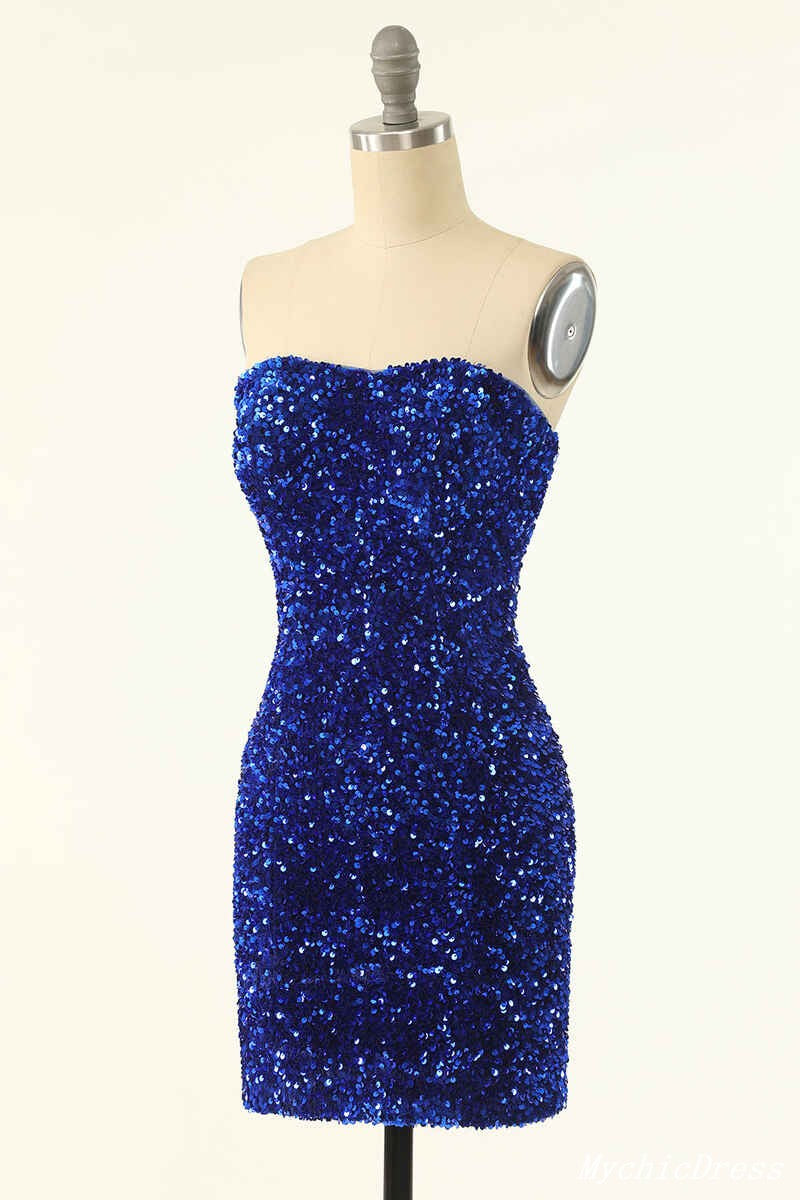 Cheap Short 2025 Hoco Dresses Mermaid Sleeveless Sequin Cocktail Dress MyChicDress