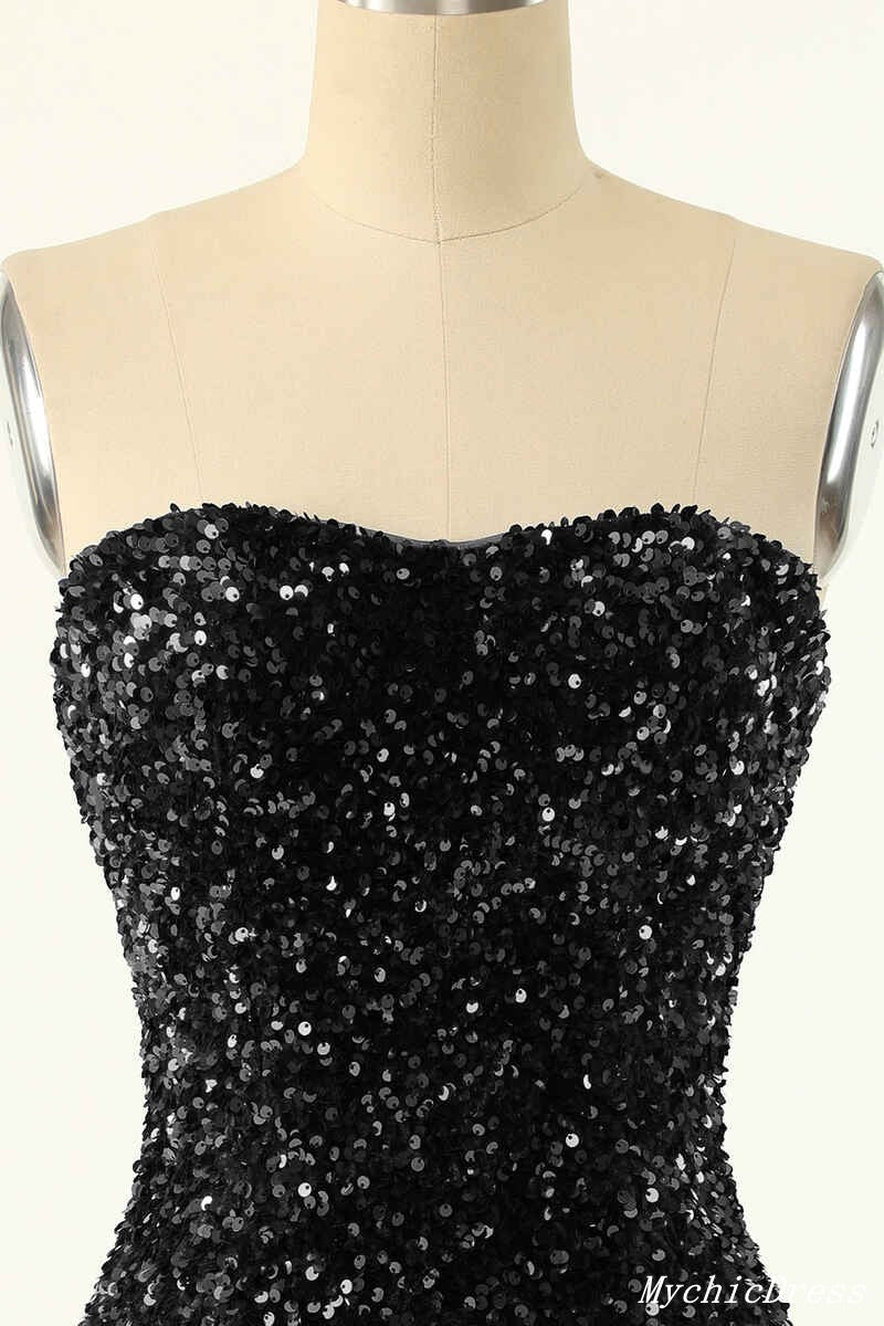 Cheap Short 2025 Hoco Dresses Mermaid Sleeveless Sequin Cocktail Dress MyChicDress