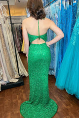 Barato 2024 vestido de fiesta verde con lentejuelas vestido formal de sirena largo Reino Unido