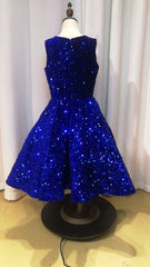 Vestidos de niña de flores azul claro con brillo barato, vestido de fiesta de boda con lentejuelas