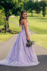 Gorgeous 20224 Lilac Lace Graduation Dress Applique Unique Long Prom Dress MyChicDress