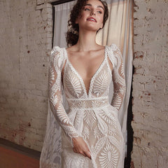 Gorgeous Bohemian Lace Wedding Dresses with Detachable Sleeves MyChicDress