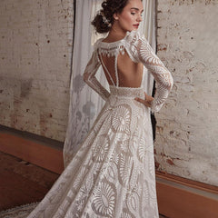 Gorgeous Bohemian Lace Wedding Dresses with Detachable Sleeves MyChicDress