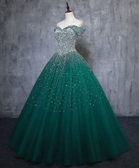 Vestidos de fiesta de lentejuelas verde esmeralda Vestidos de quinceañera con cuentas, Vestidos dulces 16