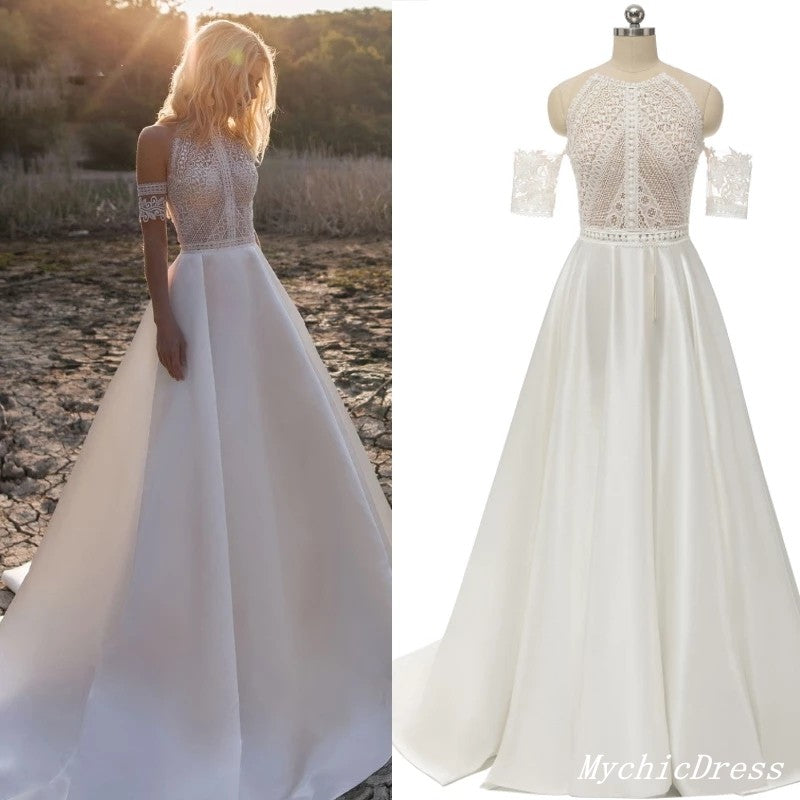 Hot Lace Boho Casual Wedding Dresses 2025 Beach Off Shoulder Bridal Wear MyChicDress