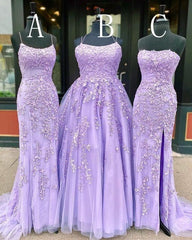 Hot Lace Violet Purple Lace Prom Dresses Sleeveless Long School Dance Dress MyChicDress