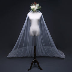 Hot Tulle Lace Applique Edge Cheap Wedding Veil with Sequined 3MX3M MyChicDress