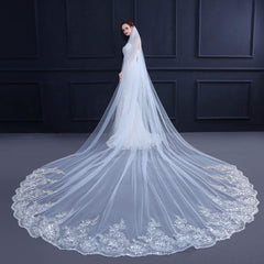 Hot Tulle Lace Applique Edge Cheap Wedding Veil with Sequined 3MX3M MyChicDress