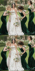 Mermaid Dark-Green Velvet Bridesmaid Dress Sexy Evening Gown MyChicDress