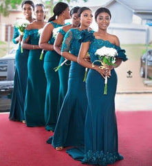 Mermaid Lace Dark Teal Bridesmaid Dress Embroidery Maid Of Honor Dress MyChicDress