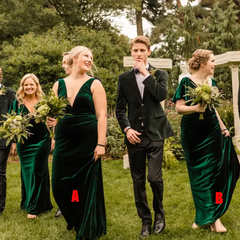 Mismatched Emerald Green Velvet Bridesmaid Dresses Cheap Wedding Guest Dress Fall MyChicDress