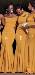 Vestido de invitada de boda amarillo para niña africana, vestidos de dama de honor no coincidentes baratos
