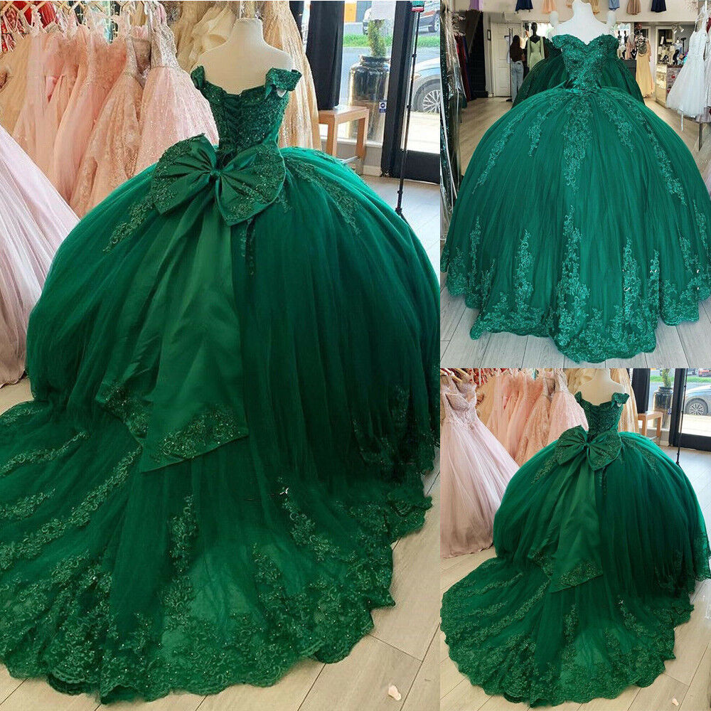 Off Shoulder 2025 Vintage Quinceanera Dresses Dark Green Cheap Sweet 16 Dress MyChicDress