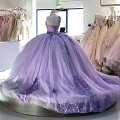 One Shoulder Purple Quinceanera Dresses Ball Gown 3D Flowers Sweet 16 Party Dress MyChicDress