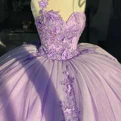 Un hombro púrpura vestidos de quinceañera vestido de bola flores 3D dulce 16 vestido de fiesta