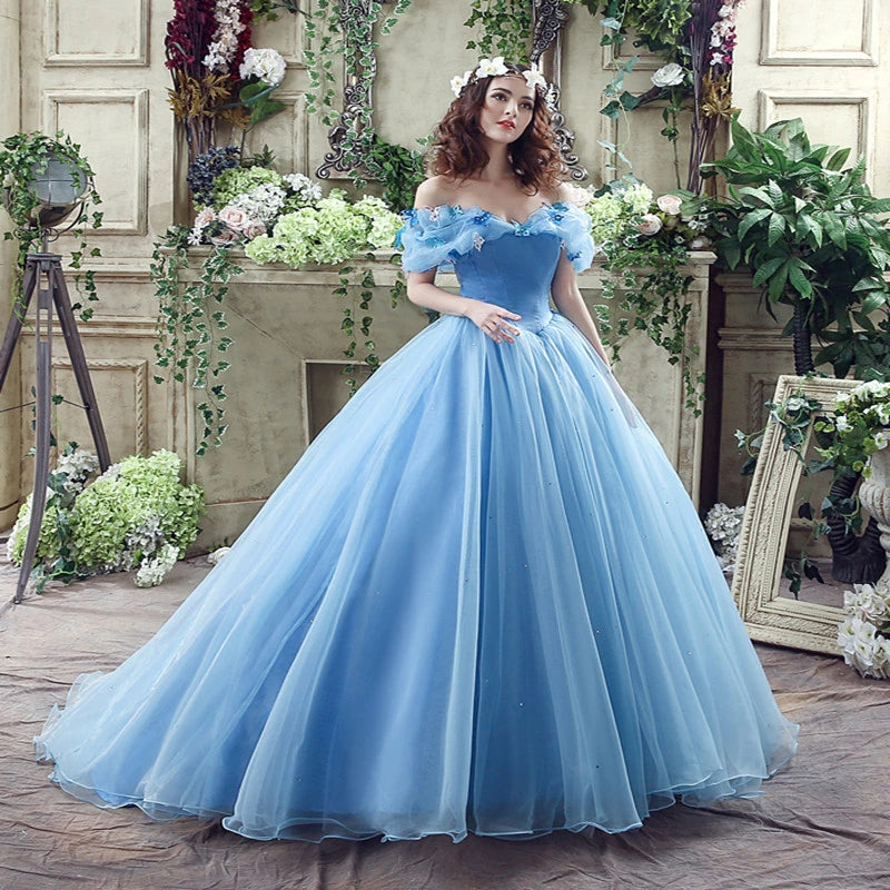 Princess Ball Gown Blue Quinceanera Dresses Tulle Sweet 16 Dresses MyChicDress