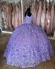 Princesa Mariposas Vestidos De Quinceañera Púrpura 2024 Correas Espaguetis Dulce 16 Vestido De Fiesta