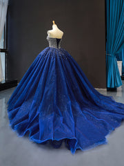 2024 Cristales Con Lentejuelas Azul Marino Vestidos De Quinceañera Vestido De Bola Vestidos De Novia
