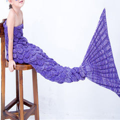 Purple Fish-scale Little Mermaid Blankets for Kids MyChicDress