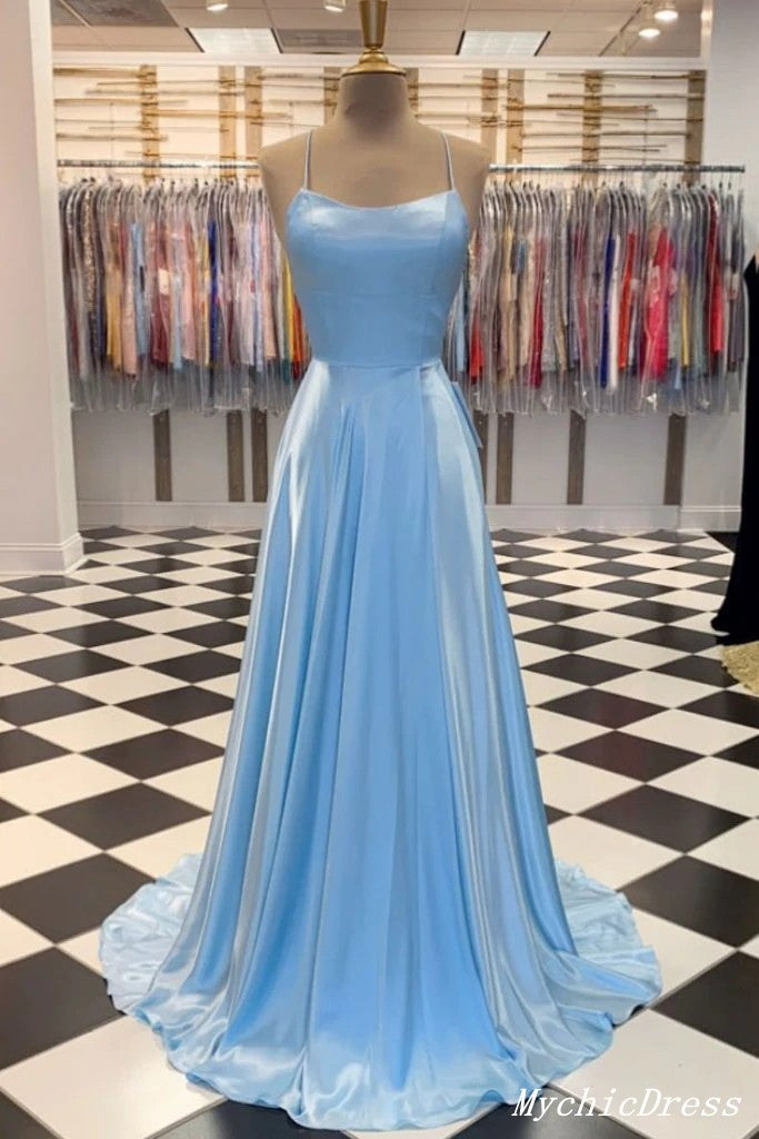 Real Baby Blue Prom Dresses Simple Long Wedding Guest Dresses UK MyChicDress