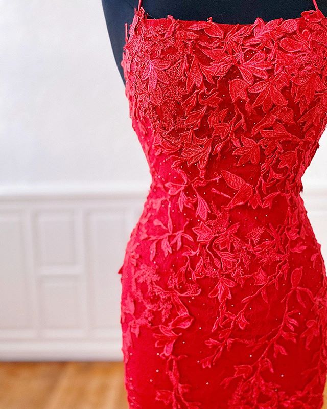 Sexy Long Lace Red Prom Dresses Open Back - MyChicDress