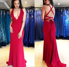 Sexy Long Red Prom Dresses Sleeveless Mermaid Evening Dress - MyChicDress