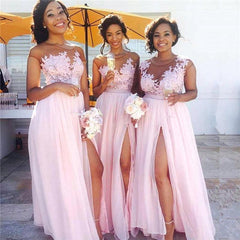 Sexy Pink Lace Chiffon Bridesmaid Dresses Maid of Honor Dress - MyChicDress