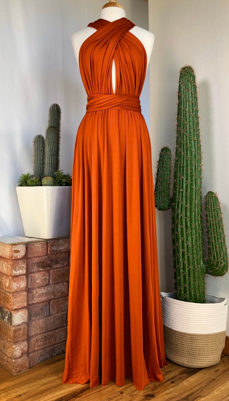 Sheath Sleeveless Orange Infinity Bridesmaid Dresses Multiway Dress MyChicDress