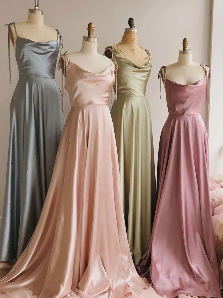 Simple Floor Length Silk Satin Bridesmaid Dresses Cheap Wedding Guest Dress MyChicDress