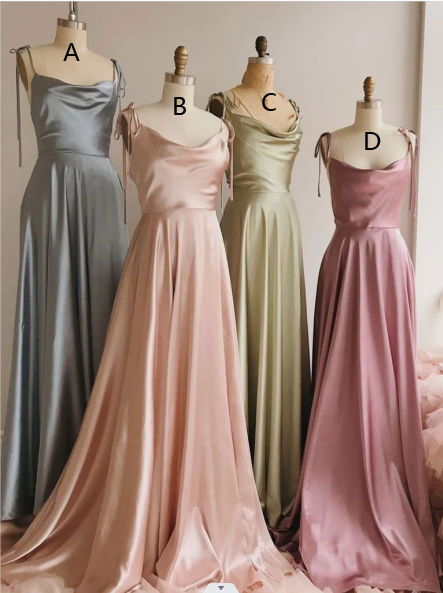 Simple Floor Length Silk Satin Bridesmaid Dresses Cheap Wedding Guest Dress MyChicDress