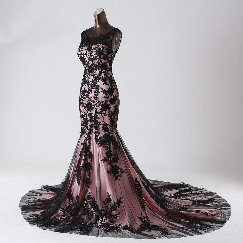 Top Black Lace Mermaid Prom Evening Gowns Sleeveless MyChicDress