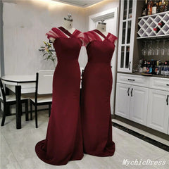 Unique Satin Bridesmaid Dresses Mermaid Long Wedding Guest Dress MyChicDress