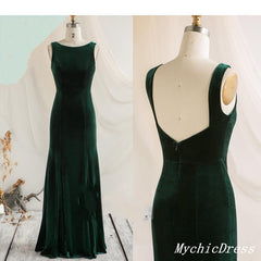 Winter Emerald Green Bridesmaid Dresses Velvet Mermaid Wedding Guest Dress MyChicDress