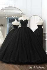 Cheap Ball Gown Black Wedding Dresses Satin Tulle Sleeveless Prom Dress