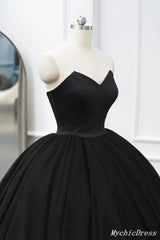 Cheap Ball Gown Black Wedding Dress Satin Tulle Sleeveless Prom Dress