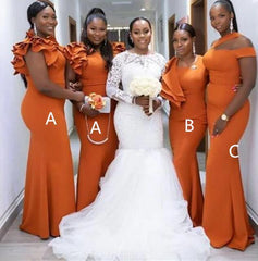 Africa Mermaid Mismatch Burnt Orange Bridesmaid Dress