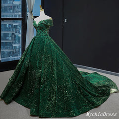 Vestidos de quinceañera de color verde esmeralda, vestido de baile con lentejuelas y hombros descubiertos, vestido de novia