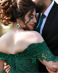 Vestido de fiesta verde de encaje, vestidos de novia con hombros descubiertos, vestido de tul dulce 16