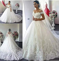 Vestido de fiesta de princesa con hombros descubiertos, escote en forma de corazón, vestidos de novia de encaje