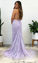 Hot Lace 2024 Vestidos de fiesta color lila Vestido de noche largo con tirantes finos de sirena