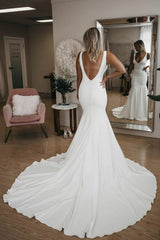 v neck wedding dress