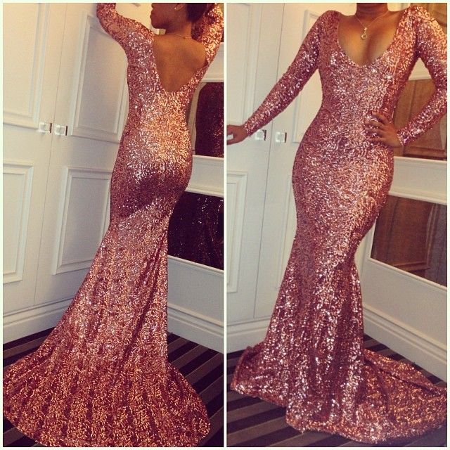 Sequins Pink Prom Dress