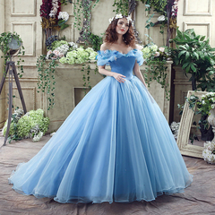 Vestido de fiesta de princesa Vestidos de quinceañera azules Vestidos de dulce 16 de tul