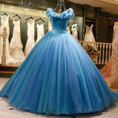 Vestido de fiesta de princesa Vestidos de quinceañera azules Vestidos de dulce 16 de tul