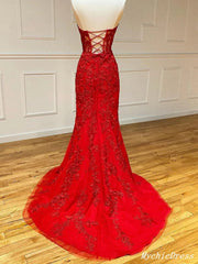 2024 Hot UK Vestidos de fiesta de encaje rojo Vestido de noche largo con apliques de sirena púrpura