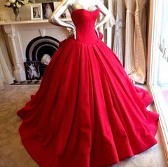 Custom Made Red Ball Gown Prom Dresses 2025 Long Satin Wedding Dresses