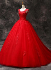 Vestido de fiesta rojo Vestidos de novia Encaje Tul Vestidos dulces 16