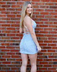 Lace Short Homecoming Dresses Blue 